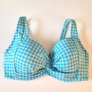 Lands End 6DDD Blue Gingham Bikini Top
